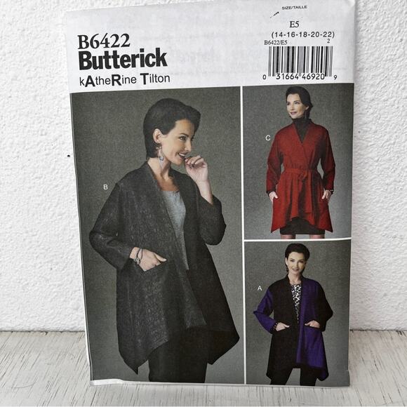Butterick B6422 Women's Jacket Pattern Uncut - Picture 1 of 6